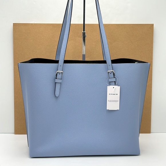 Coach 1671 Mollie Tote Leather Shoulder Bag Marble Blue color - Picture 10 of 15